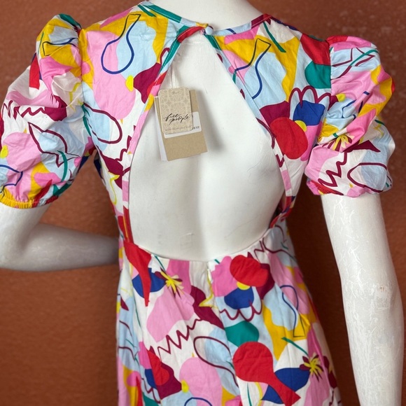 FREE PEOPLE Glamorous Abstract Rainbow Colorful Abstract Print dress Size 6. E51 - Picture 3 of 16